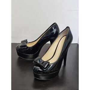 Sz 9m - Enzo Angiolini Brettani' Pump Black Patent Leather Platform Heel